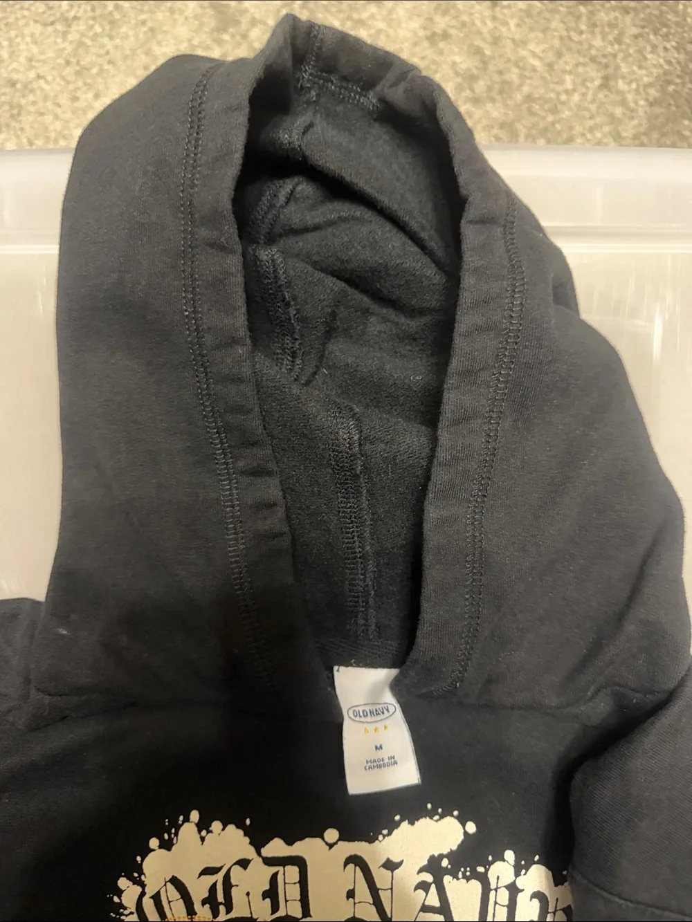 Kids M Old Navy Black Hoodie with Yellow Logo